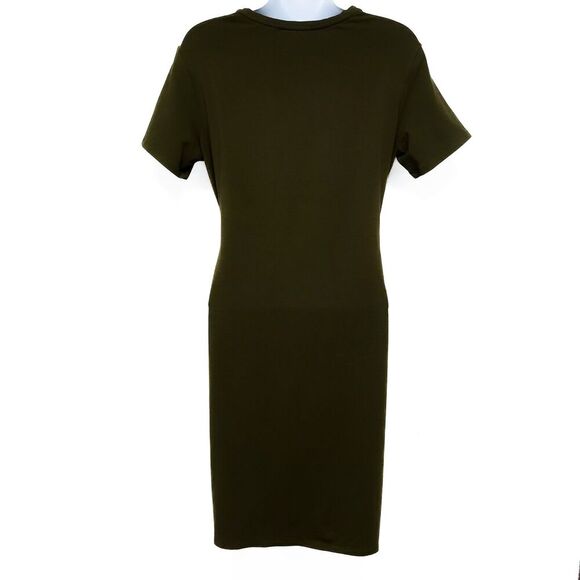 Theory Dakui Rubric Knotted Front Tie T-Shirt Dress Short Sleeve Basil Green - Picture 3 of 9
